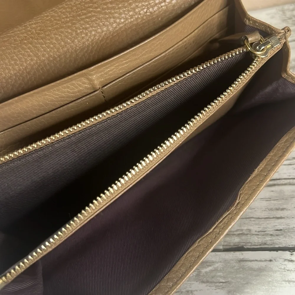 BVLGARI Bulgari Brown Pebbled Leather Wallet Clutch